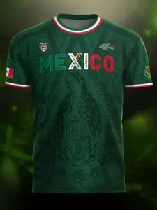 Traditional football jersey of Our Lady of Guadalupe, Mexico, football jersey, casual fit long sleeved top, suitable for all seasons, ethnic tribal pattern, daily casual fitness wear