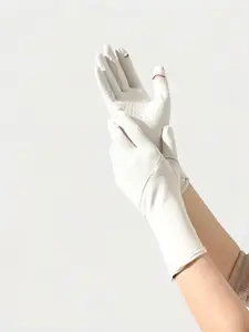 Minimalist Plain Sunscreen Gloves, Breathable Nylon Spandex, Touch Screen, Long Arm Protection, Upf50+, Summer Outdoor Gear, Fingerless Sun Gloves