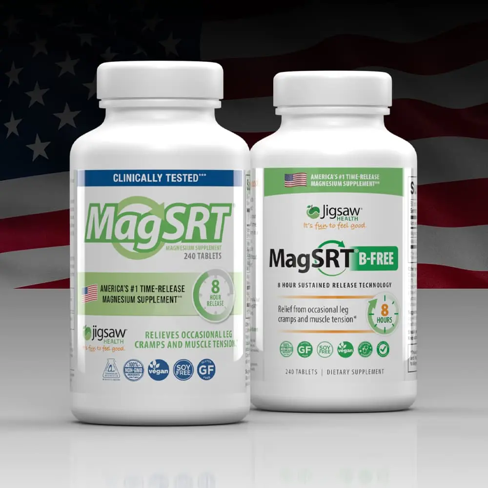 Jigsaw Health MagSRT & MagSRT B-Free - Clinically Tested Time-Release Magnesium Supplement for Energy & Sleep Support - 60 servings