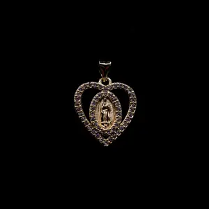 Small Heart Iced Virgin Mary Pendant