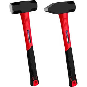2 count Hammer Set, 3lb Sledge Hammer-Drilling Hammer & blacksmith hammer,mini sledge, cross peen hammer, Fiberglass & Soft No-Slip Handle, for Demolition, Construction and Blacksmithing