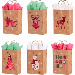 24 Pack Small Christmas Gift Bags With Tissue Paper