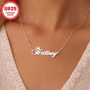 3g925 sterling silver customized necklace, 1 customized simple and versatile name necklace with personalized font pendant necklace, personalized name necklace gift for birthdays, weddings, graduation (customization remarks can only be made in English, oth