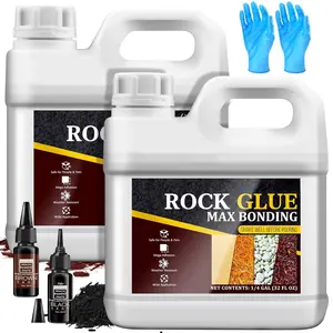 Rock Glue with Dye - 3 in 1 Color Set(Clear, Black, Brown), Mulch Dye Glue for Pea Gravel Landscape, Pea Gravel Stabilizer, Max Bonding Outdoor Mulch Binder for Walkways, Garden, Patios, Yard (64 oz)