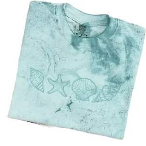 Comfort Colors Monochrome Embroidered Beach Sea Shell Tee Shirt T Shirt