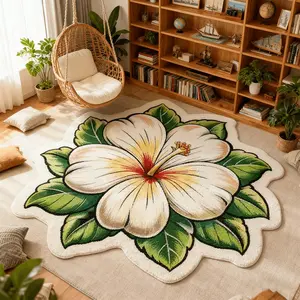 Modern Creative Petal Floral Print Carpet, Luxury Plush Rug for Living Room Bedroom Balcony, Easy Care Large Area Mat