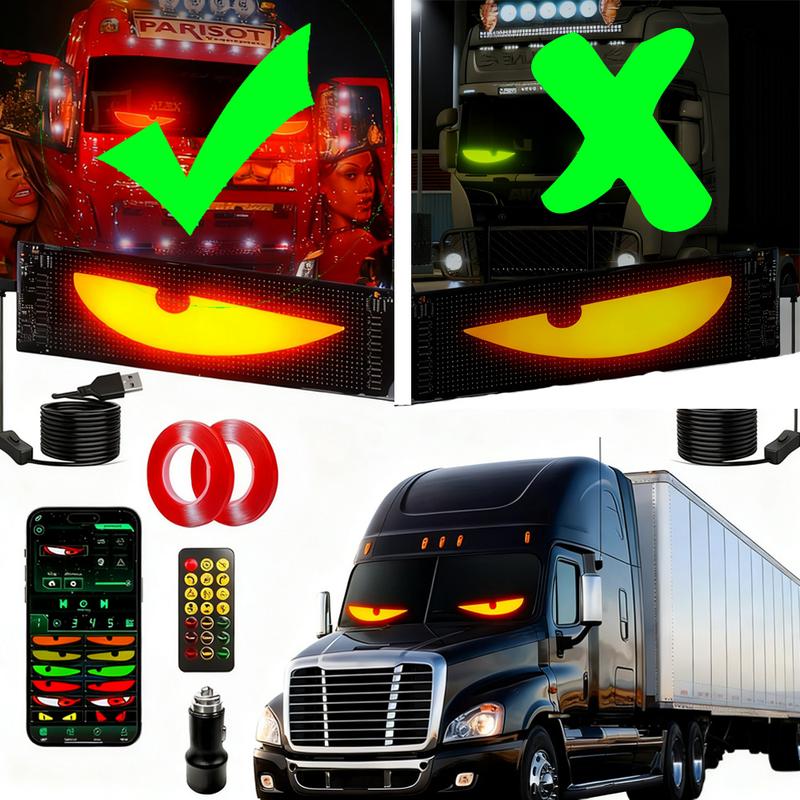 Devil Eyes For Car Programmable Bluetooth APP Control BlackFriday Pre-made Animations Customizable Text Illuminated Emblem Decoration LED Lights Dashboard Flexible Display Panel Car Display Sign
