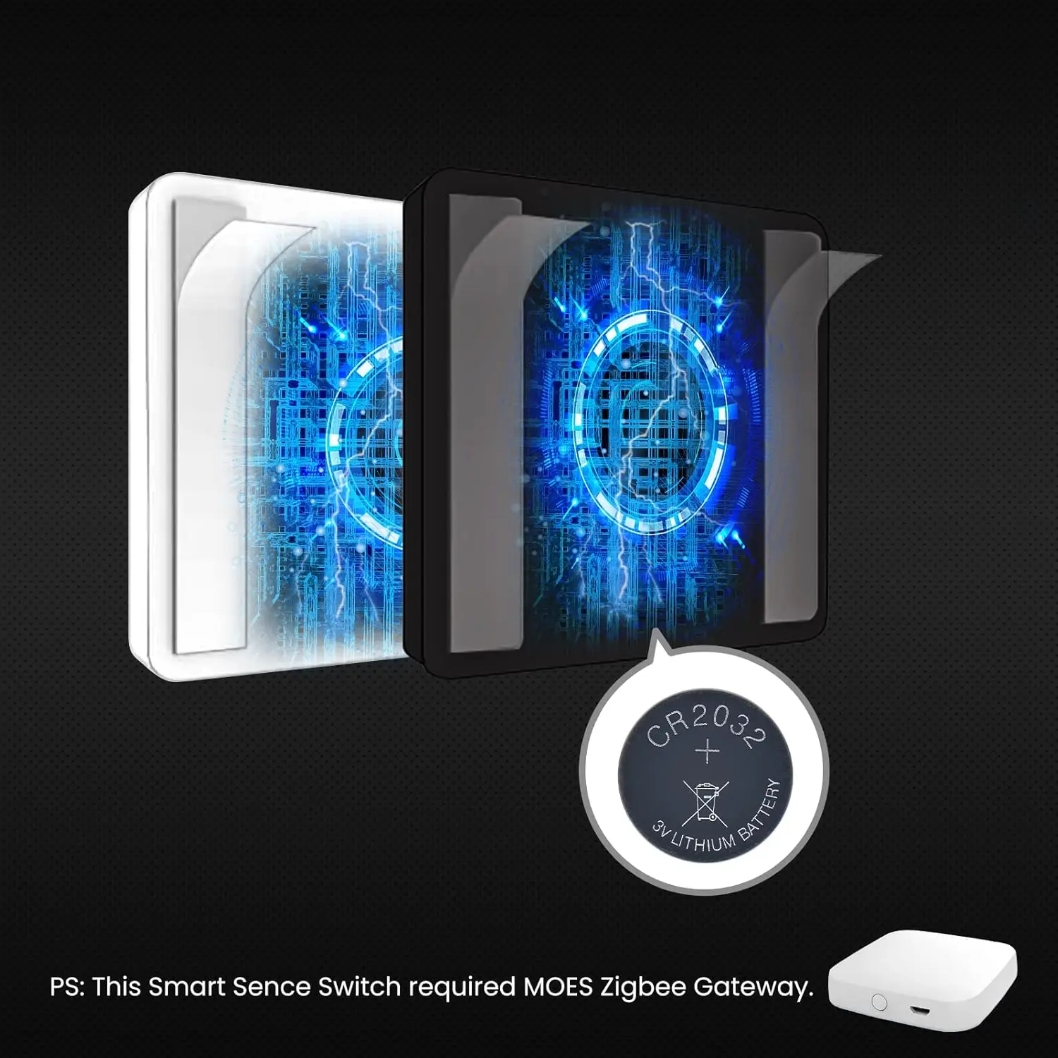 Wireless Smart Scene Switch Button, Require HUB, Zigbee Connection Tuya Battery Powered Included 12 Scene Controller Light Switch for Smart Home Automation 4 Gang White