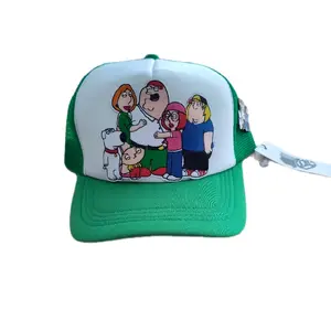 Urban Brims Family Guy Green and White Trucker Hat with Cartoon Characters Design