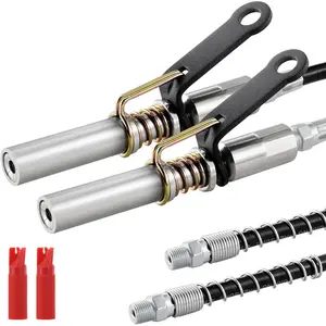VEVOR Grease Gun Coupler 2 PCS, 10000 PSI High Pressure, 6-Jaw Locking, Quick Release Grease Gun Tip with Hose/Zerk Fittings Cleaner, Compatible with All Grease Guns 1/8 NPT Fittings for Automobiles