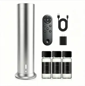 Scentiment Air 3 Exploration Set features cool air diffusion technology, covering up to 1000 square feet. It includes a rechargeable battery, Wi-Fi control, three premium luxury hotel fragrances, and 20ml of essential oil.