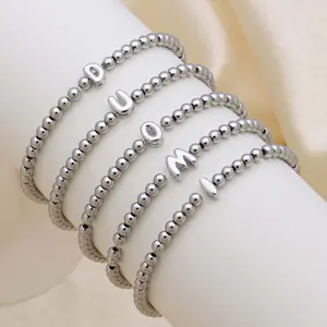 26 English name bracelet silver balloon bubble letter round bead bracelet fashion accessories