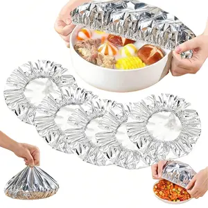 30/50-Piece Set of Reusable Aluminum Foil Food Covers | Insulated Food Covers | Heat-Resistant Up to 110°C | Elastic | For Meals, Vegetables, Fruits, and Leftovers | Ideal for the Kitchen, Picnics, Restaurants, and Home Use