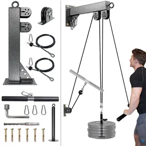 Fitness Wall Mount Pulley System, Weight Cable Pulley System for Gym, LAT Pull Down and Low Row Cable Machine, Cable Station Equipment