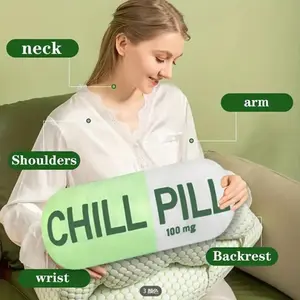 1pc Decorative Pillow, 40cm Capsule Shape Print Cushion, Living Room Bedroom Sofa Home Decoration, Bedding, Nurse Birthday Gift