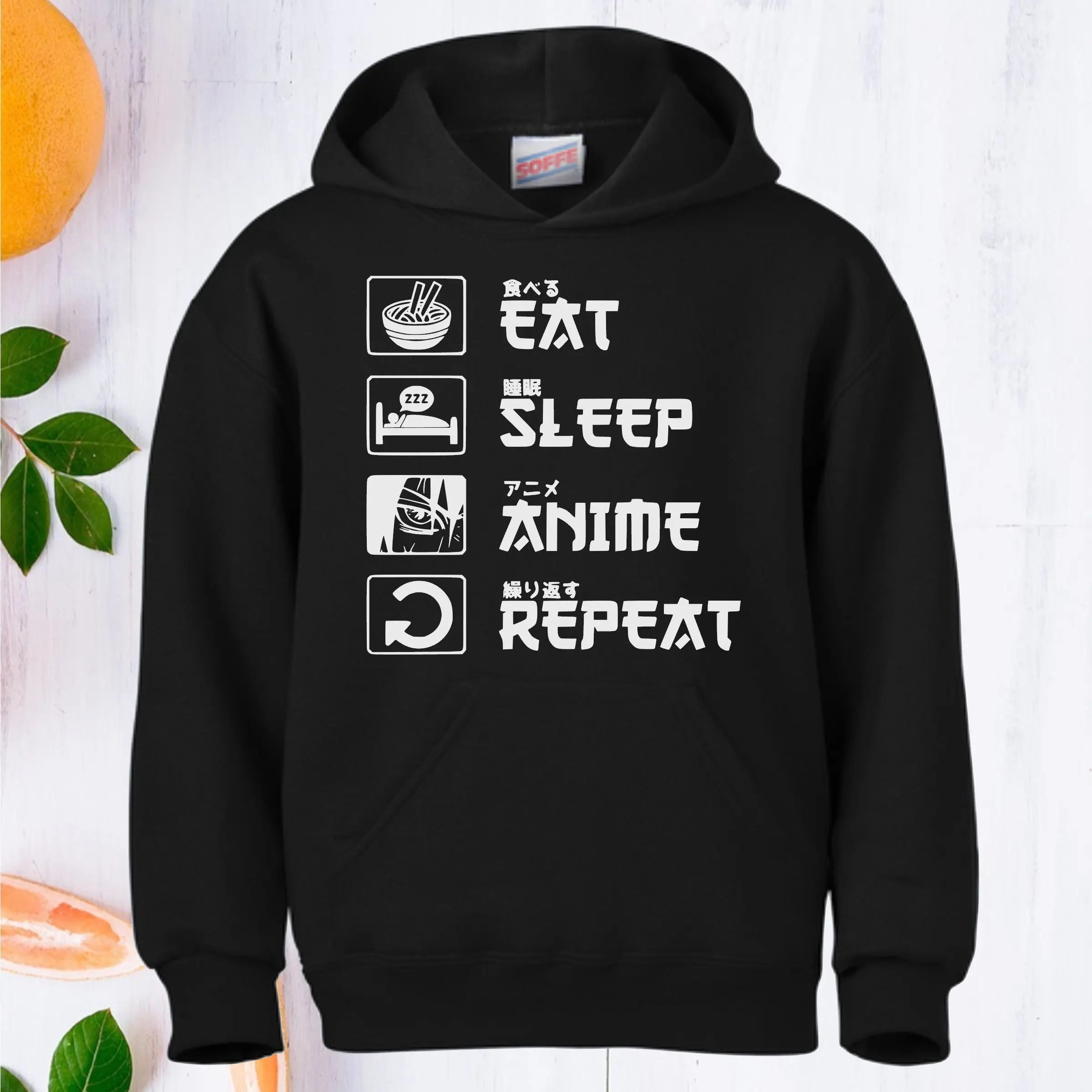 Eat, Sleep, Anime, Repeat, Anime Hoodie. UNISEX