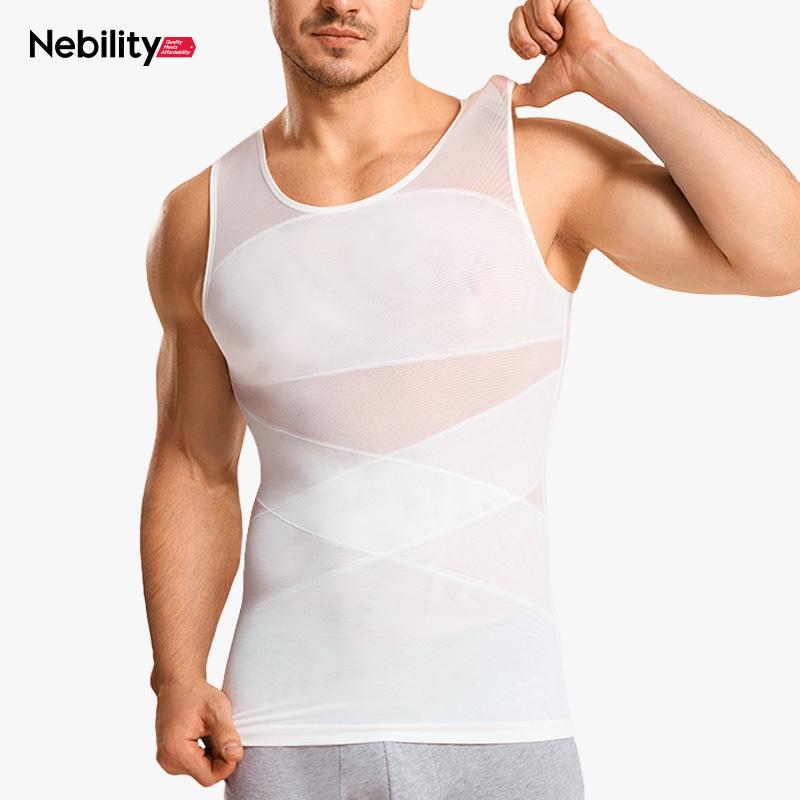 Nebility Men's Compression Shirt for Body Shaper Slimming Menswear Breathable Shapewear Top Shapewear Compression Shapewear Tops Waist Trainer Vest Shapewear Tops