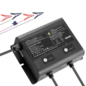 VEVOR Marine Battery Charger, 2-Bank, 5A 12V Onboard Boat Charger, IP68 Waterproof Smart On-Board Battery Charger, for Lithium-Ion (LiFePO4), NCM, Lead-Acid Batteries, Large Boat, Yacht, RV, Trailer