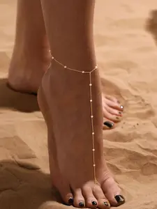 Boho Style Pearl Decor Anklet, Vintage Trendy Ankle Bracelet, Fashionable Body Jewelry for Women & Girls for Party Decor, Solstice Anklet