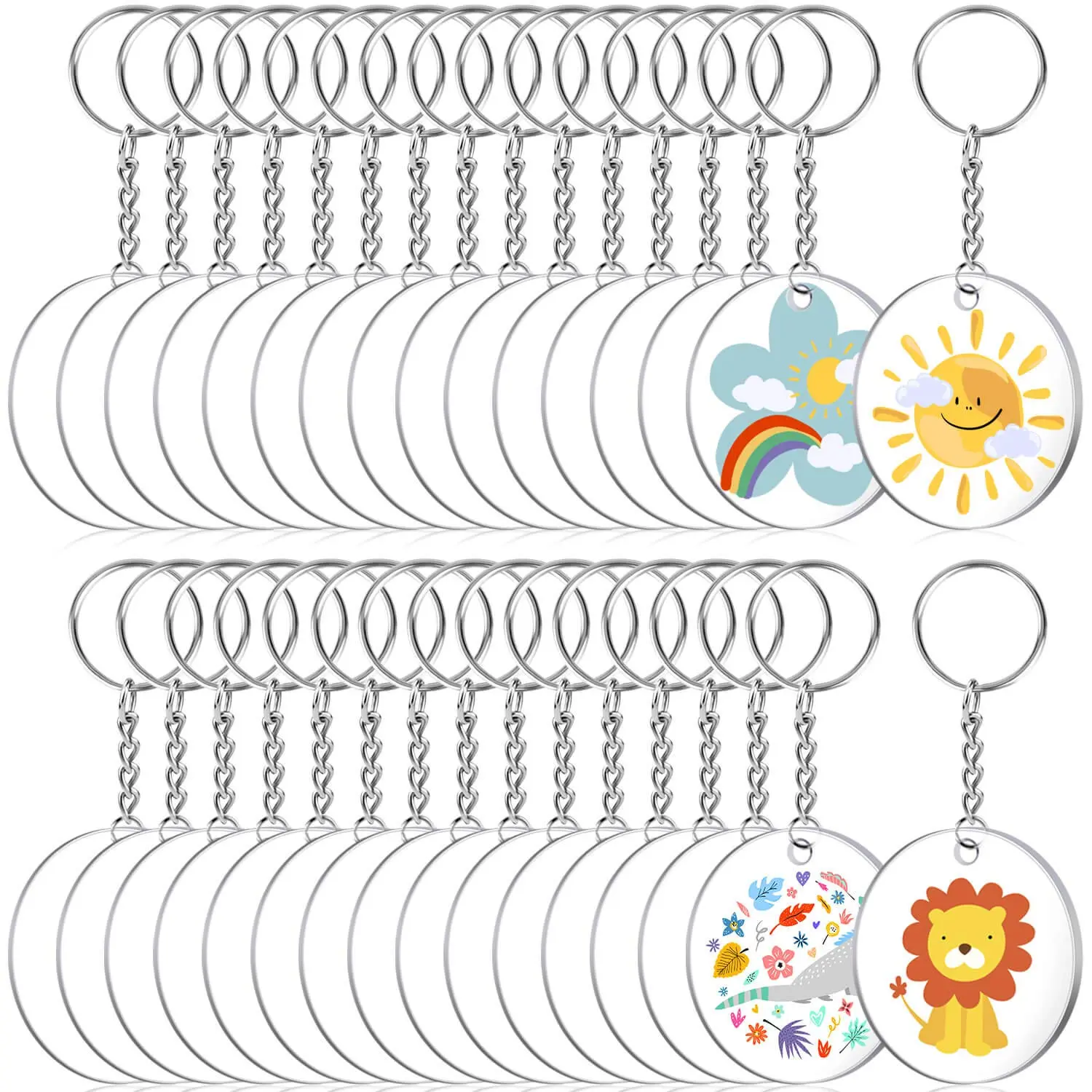 DIY Keychain Blanks Set 【DIY Assembly Needed】- 90 Pcs Clear Accessories to Create Your Own Vinyl, Photo Custom Keychains for Unique Gifts, Keychain For Bags DIY Acrylic Keychain