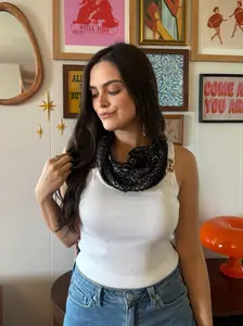 Paisley Bandana Small Scarf -Black
