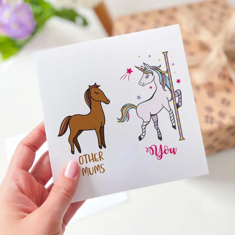 Unicorn & Letter Pattern Greeting Card, Funny Birthday Card with Envelope, Cute Card for Wife, Birthday Gift, Gift for Wife, Anniversary Gift