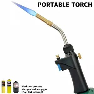 Propane Torch Head with Ergonomic Handle, Portable Trigger Start Gas Torch, Mapp Propane Map Gas Burner, Welding Soldering Ignition Cooking（Fuel Not included）