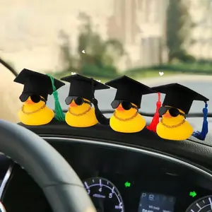 Rubber Duck Graduation Hat, Car Dashboard Decoration, car ornament, Graduation Gift, Party Decor, Mini Hat Necklace, Fashion Glasses, Scarf ()