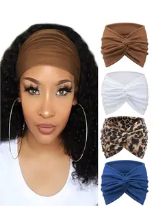 4pcs Boho Women's Criss Cross Hairbands Set, Fashion Soft Multicolor Headbands for Running, Fitness, Yoga, Daily Wear, Knotted Headband
