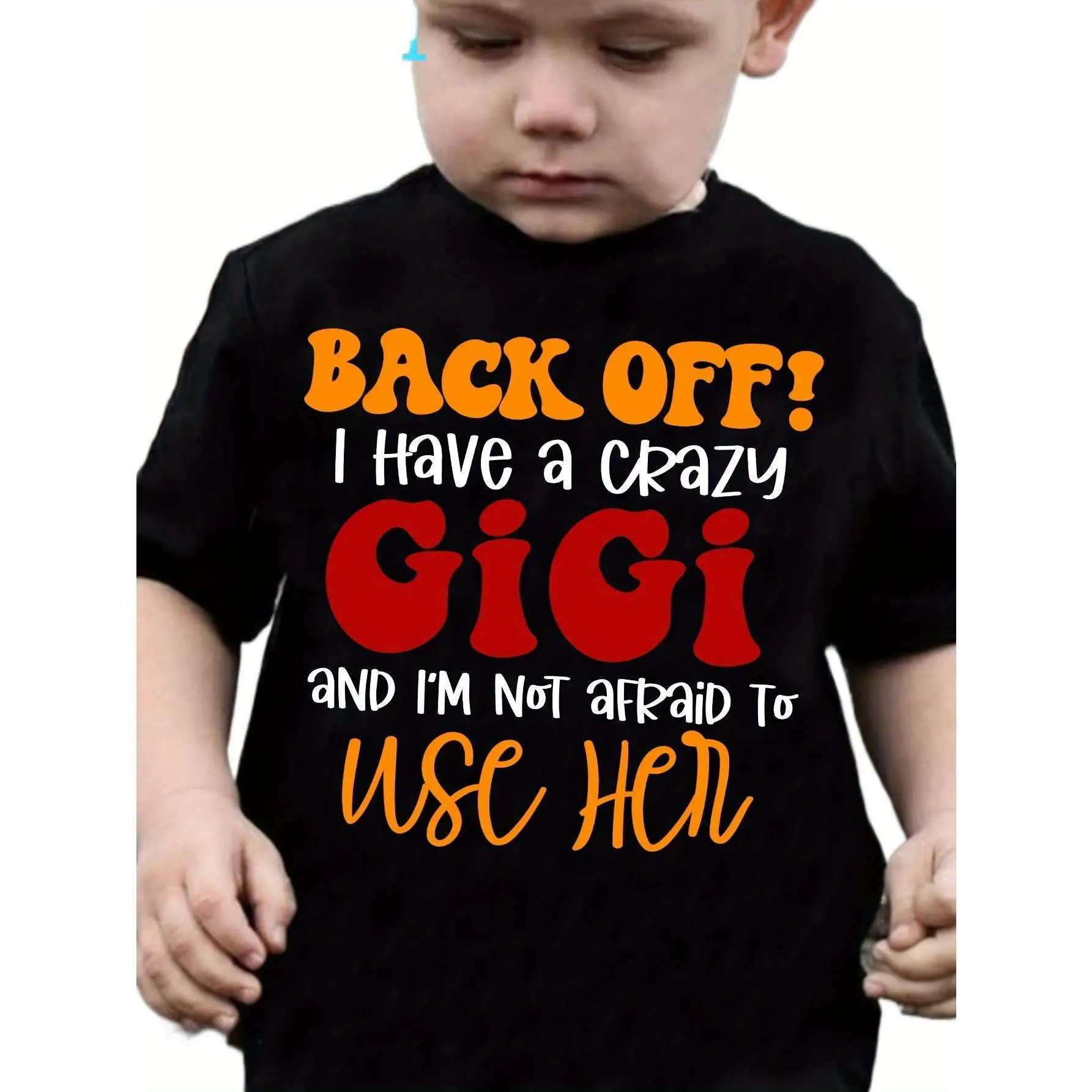 Boy Back! I Have One Gigi "Color Letter Printed T-shirt-Casual All-Matching round Neck Short Sleeve, Machine Washable-Perfect Choice for Spring and Su
