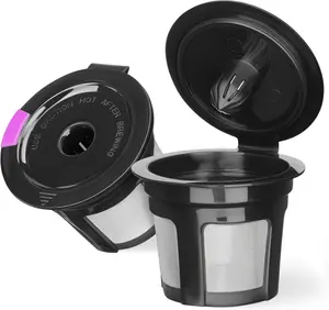 Reusable K Cups for Keurig K Elite, K Classic, K Compact, K Latte, K Duo and All 2.0 & 1.0 Coffee Makers, 2 Pack K Cup Coffee Filters - Black