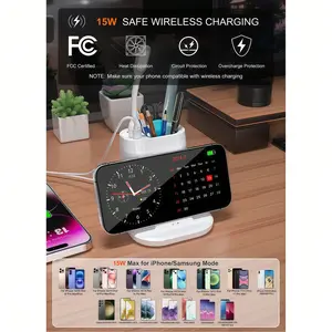 15w Multi-Function Wireless Charger, Pen Holder Included, Compatible with iPhone 17/16/15/14, Samsung S26/s25/s24/s23/s22, Ideal for Home Use