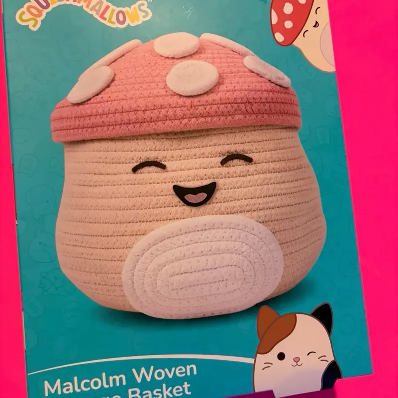Fizz Creations Squishmallows Malcolm the Mushroom Woven Storage Basket With Lid
