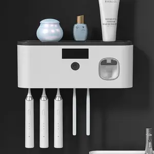 UV Light Toothbrush Sanitizer with USB Charging Wireless Wall Mounted No Punching Sterilizer Holder for Bathroom