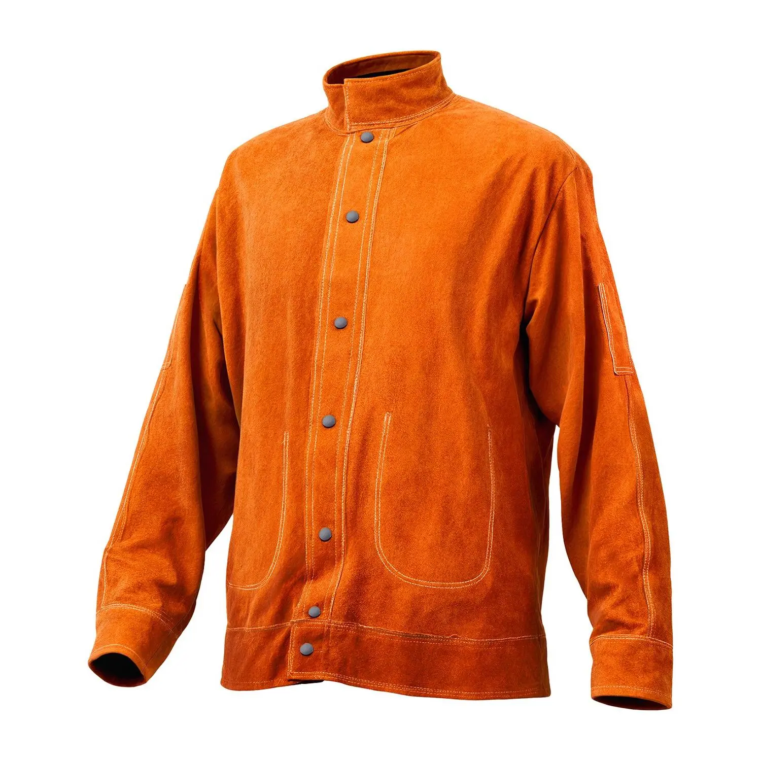 【DealsForYouDays】VEVOR Leather Welding Jacket, Heavy Duty Cowhide Flame Resistant Welding Coat, Waterproof Heat-Resistant Safety Jacket with 4 Pockets Adjustable Cuffs for Welders Steelworks - XXL Size
