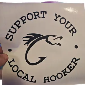 Support your local hooker fishing decal. Blue collar bass fishing decal, angler car sticker.