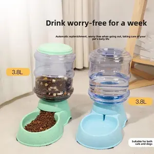 2-Piece Automatic Pet Feeder and Waterer, Dual Bowl Cat and Dog Food and Water Dish, Large Capacity, Convenient Pet Supplies