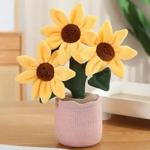 Cute Sunflower Plush Toy, 1 Count Lovely Smiling Face Sunflower Plush Ornament, Soft Plush Toy for Home Office Desk Decor, Gift for Friends
