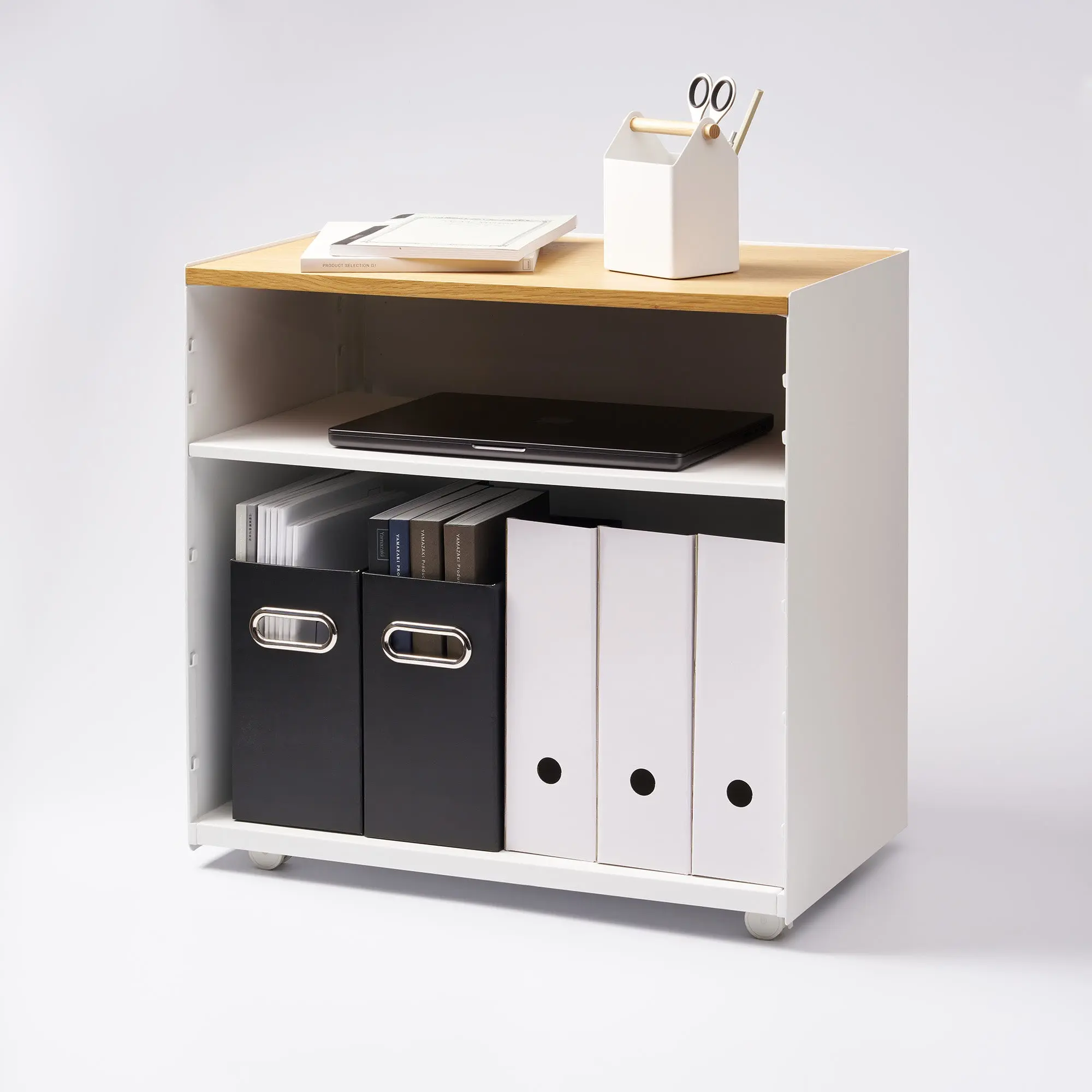 Mobile Hideaway Storage Cart (23" H) - Steel + Wood