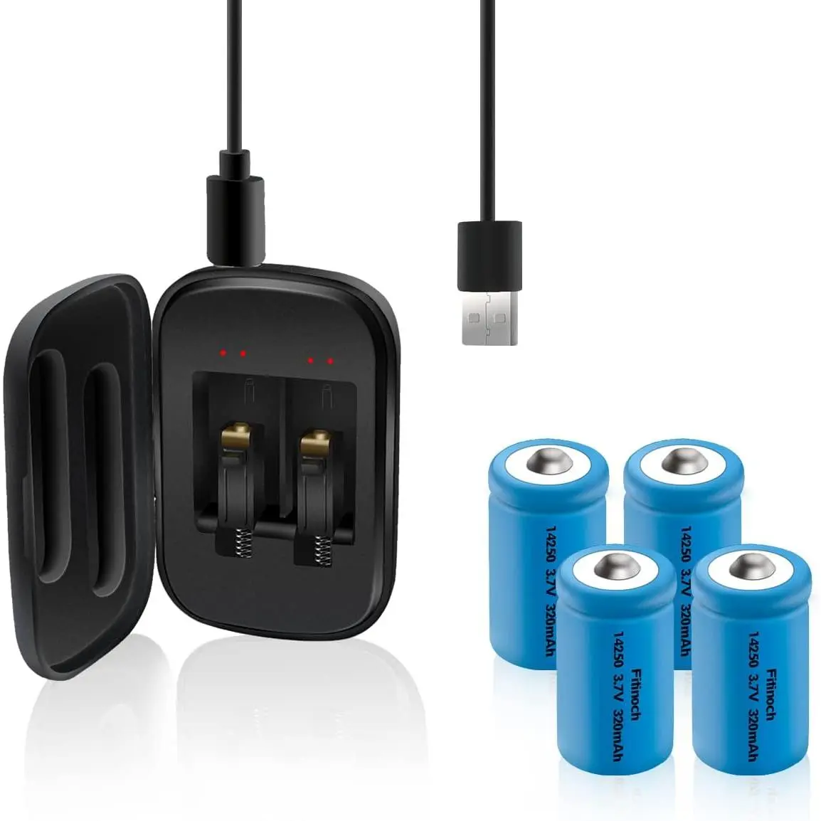 Rechargeable 3.7v 14250 Battery with Charger, 4 Pack Lithium Ion 1/2 AA ...