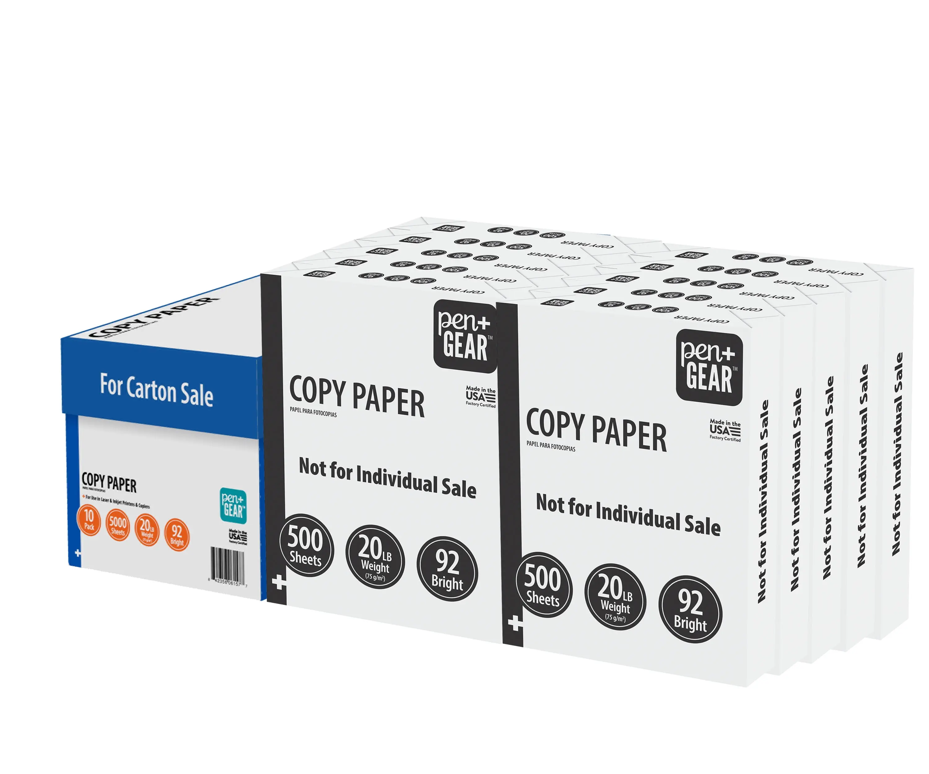 Pen+Gear Copy Paper, 8.5" x 11", 20 lb, 92 Bright White, 10 Ream Case, 5,000 Sheets for Home, School & Office