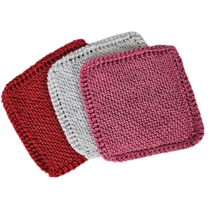 Red, White, and Pink | Grandma Cotton Knit Dishcloths 3Pk | Valentine's Day