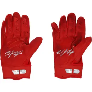 Wyatt Langford Texas Rangers Autographed Game-Used Red Nike Batting Gloves from the 2024 MLB Season - NR81043414-15 - Fanatics Authentic Certified