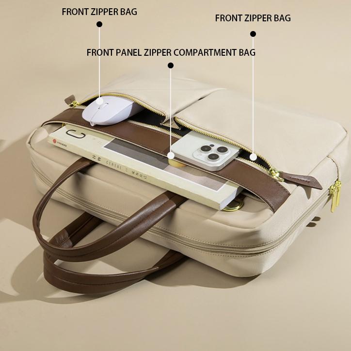 Waterproof 16-inch Laptop Bag with Suitcase Fastening Strap Commuter Tote for Office Use Compatible with MacBook Pro Ultra-Large Capacity Shockproof Insulating Layer Multi-Compartment Storage