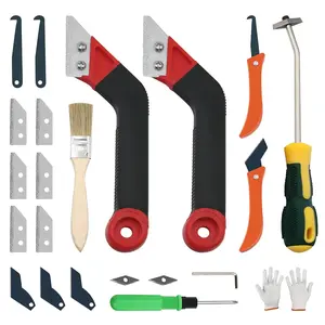 23 Pack Grout Removal Tool Kit 2 Tile Grout Saws with 6 Extra Blades 2 Hand Grout Saw and 7 Cleaning Blades Caulk Remover for Bath Shower Ideal for Floor Tile Grout Cleaning