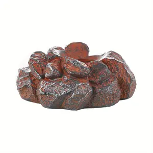 LED Lava Base with Dragon Egg Resin Statue - Realistic Red and Gray Rock Texture, Battery-Powered Desktop Art for Home Decoration, Includes 2 Connected Batteries
