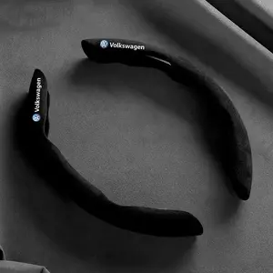 2pcs Car Suede Steering Wheel Cover, Anti-Slip Design, Compatible with Vw Models, Durable & Stylish Vehicle Accessory