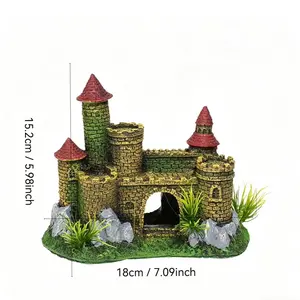 Small Castle Decorative Micro Landscape Piece, Artificial Mountain Base for Garden, Reptile Habitat, Fish Tank Ornament, Aquarium Decor