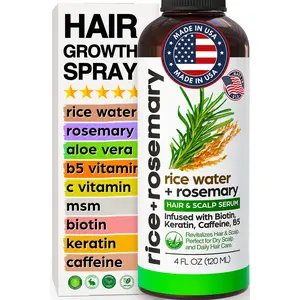 NEW Fermented Rice Water & Rosemary Hair Spray with Biotin, Keratin, Caffeine, Vitamins C & B5 - For Thinning Hair, Hairfall, Thicker, Longer, Softer Hair - All Hair Types - Men & Women