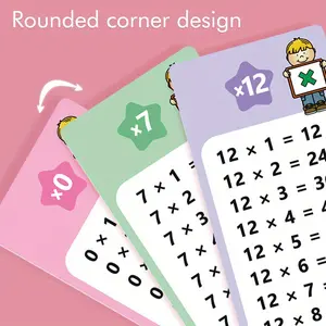 15 multiplication table flashcards for educational learning in mathematics, suitable for children in elementary and middle school for studying at home and as school supplies - mixed colors, paper material